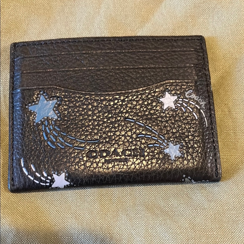 Coach Black Card Holder with Star Design